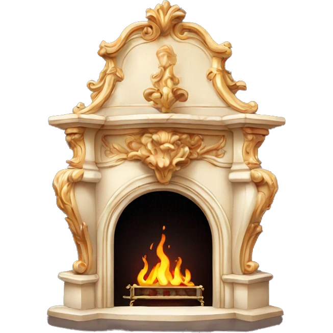 chic fireplace with fire in baroque style emoji
