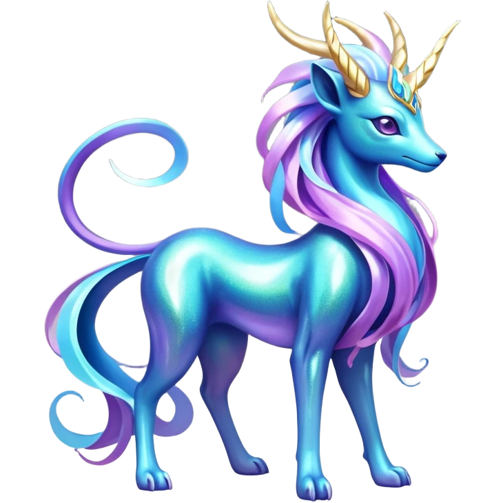 Shiny Exotic Colorful Ethereal Sparkly Amaura-Suicune-Aurorus-Fakémon-hybrid-creature (full body)  emoji