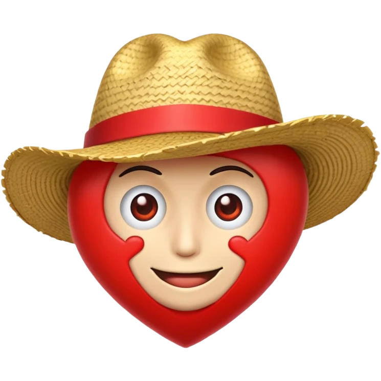 Crea un emoji de un corazón con el sombrero de luffy emoji