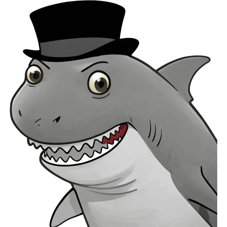 Shark with a top hat emoji
