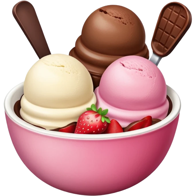 Neapolitan ice cream scoops in a bowl emoji