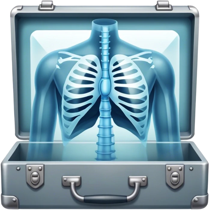 A chest x-ray with the stonks graph on top of it emoji