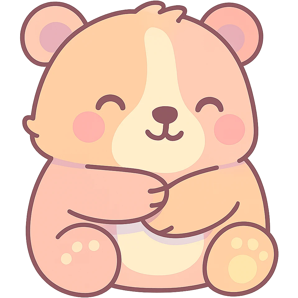 Make the brown and white bear hugging in pastel colors, keep no background. emoji