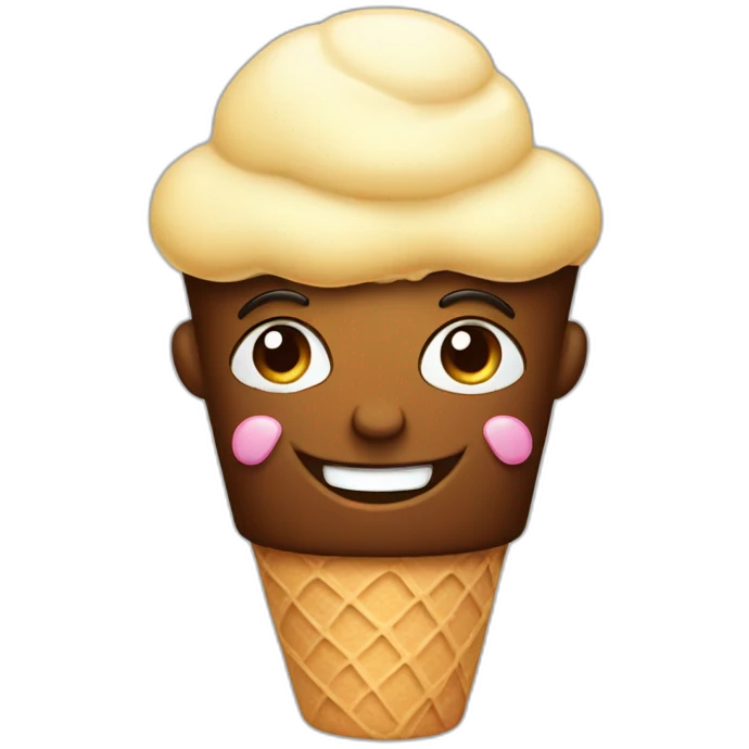 stupid face and an ice cream cone on his forehead emoji