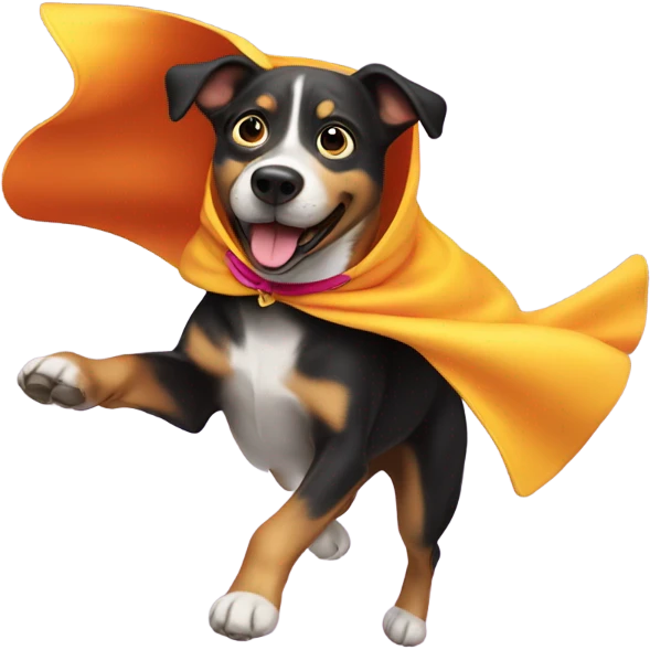 Dog flying with cape emoji