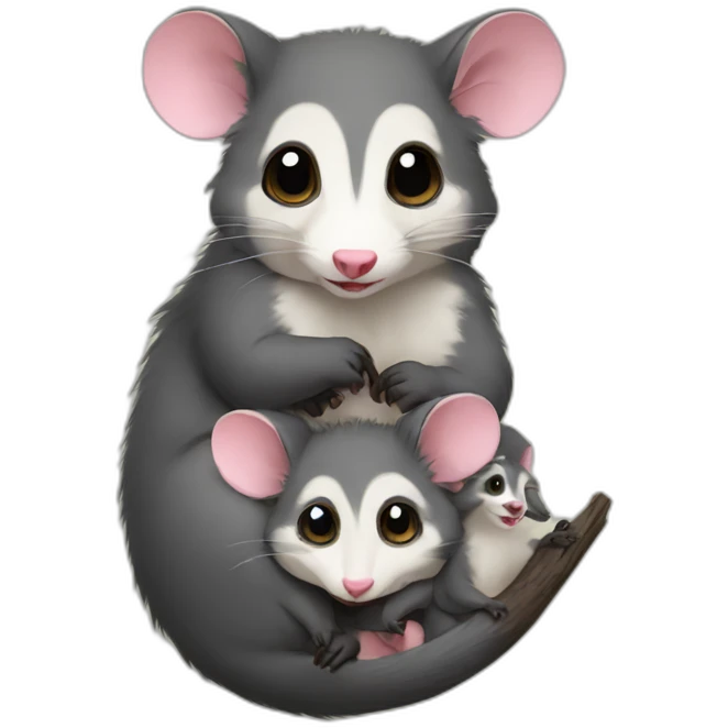Possum with babies emoji