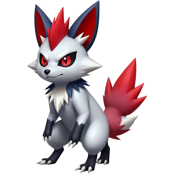 Epic Shiny Cool Edgy Punky Zangoose-Zorua-Pokemon-fakemon-hybrid-animal Full Body  emoji