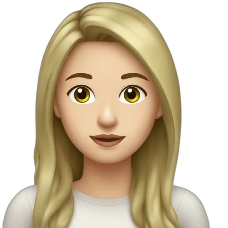 cocasian young adult woman with light brown hair and olive green eyes emoji