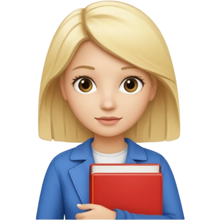 blonde woman with textbooks emoji