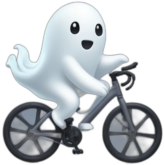Cute ghost riding spin bike emoji