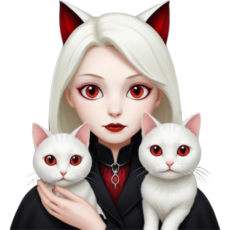 vampire with white cat on shoulder emoji