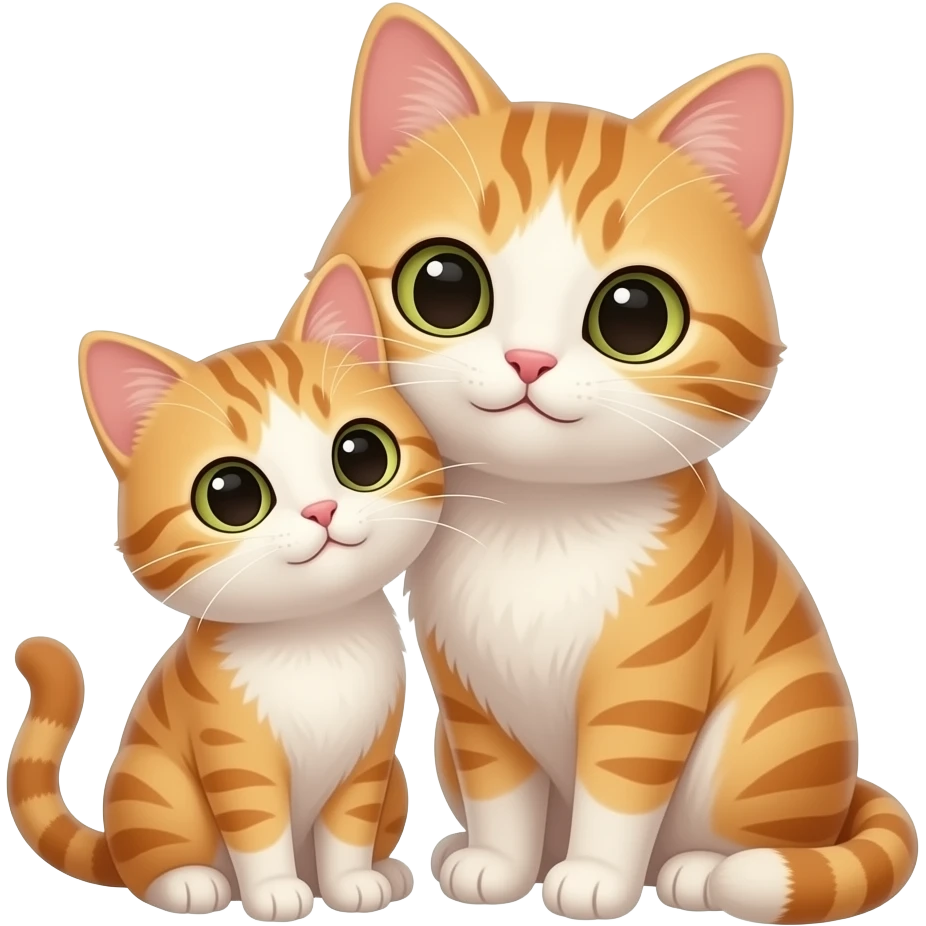 Small cat and big cat loves emoji