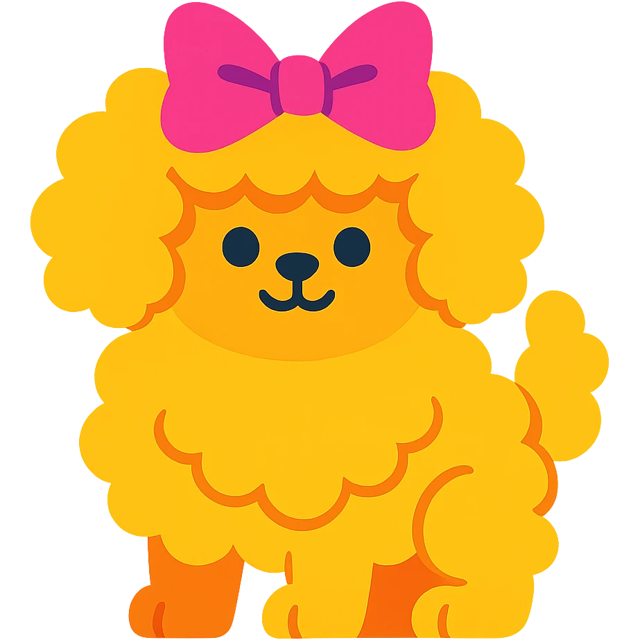 fluffy bow, exaggerated fluff, cartoon style, bright colors emoji