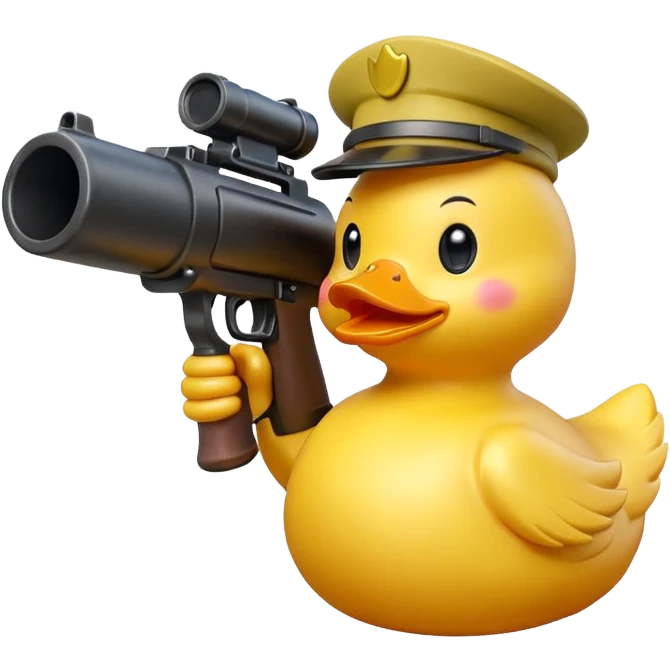 Rubber duck holding a grenade launcher emoji