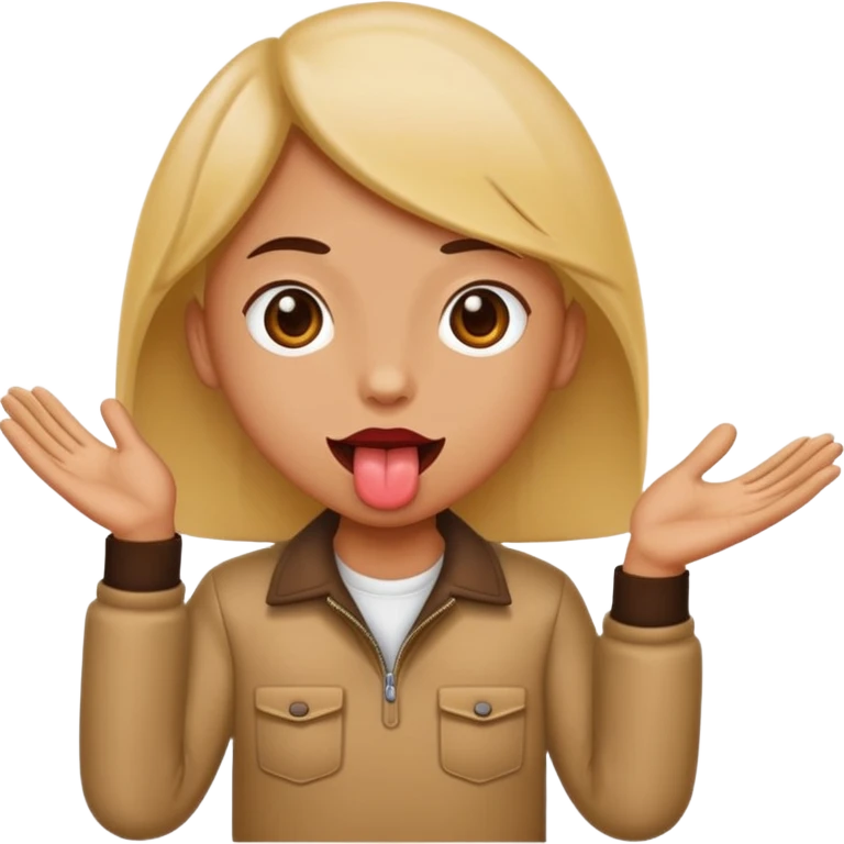 tong out with hands to side  emoji