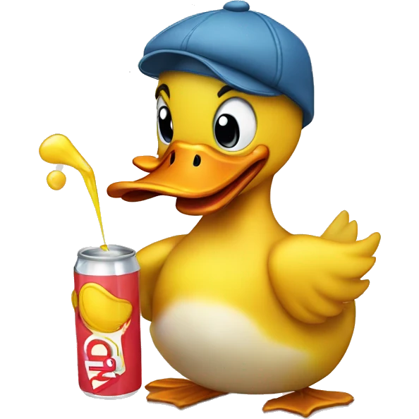 cartoon Duck doing a spit take holding a juice box emoji
