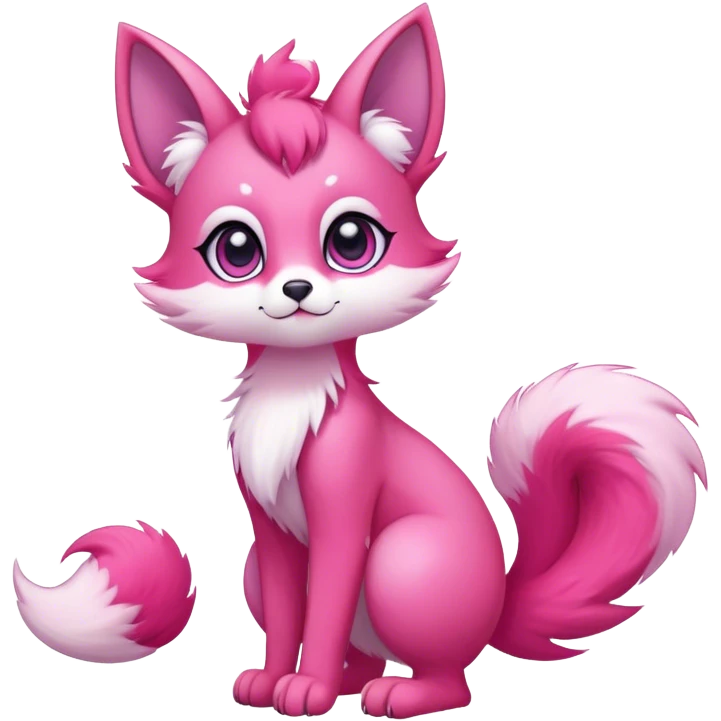 Kawaii bright pink fantasy ethereal anthro fursona Fakemon with tufted tail  emoji