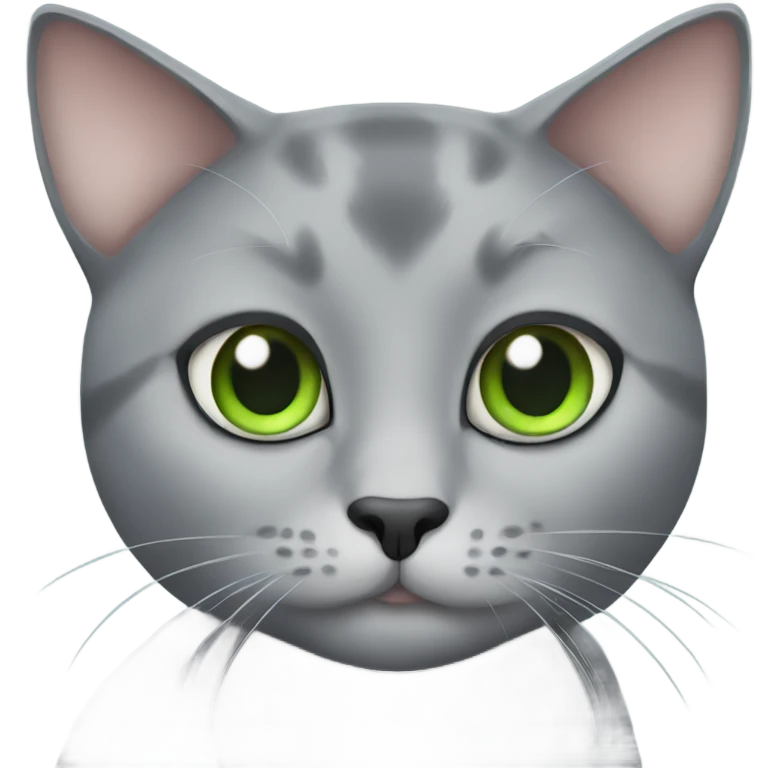 gray Cat green eyes eating fish emoji