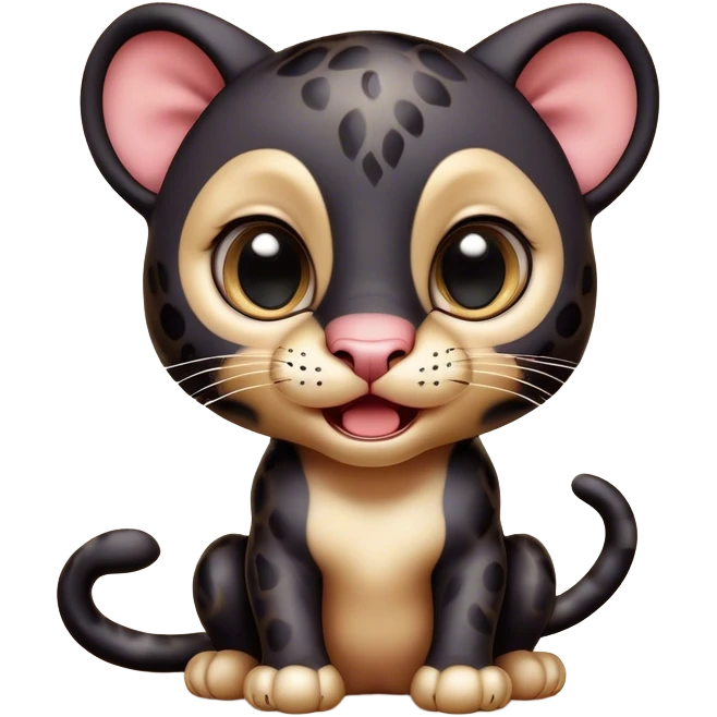 Cinematic Comical Baby Panther Portrait Emoji, Head tilted dramatically with an exaggeratedly shocked expression, featuring a compact, endearing build with wide, comically expressive eyes full of humorous disbelief, Simplified yet hilariously expressive features, highly detailed, glowing with a slightly sassy glow, high shine, dramatic yet playful, stylized with an air of quirky youthful charm, soft glowing outline, capturing the essence of a meme-worthy baby panther that looks ready to side-eye its way into viral fame! emoji