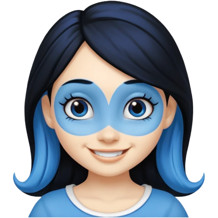 Smurffete with black hair and blue skin emoji emoji