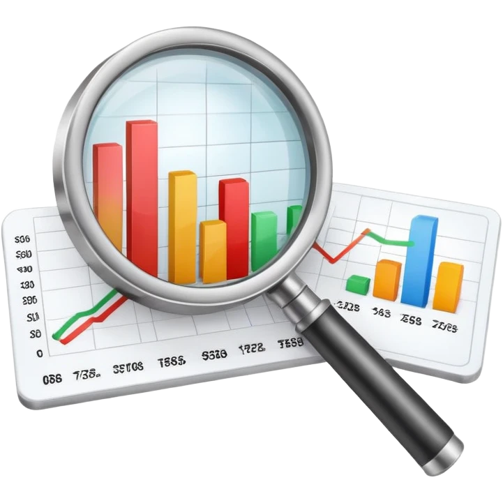 magnifying glass examining price charts and graphs emoji
