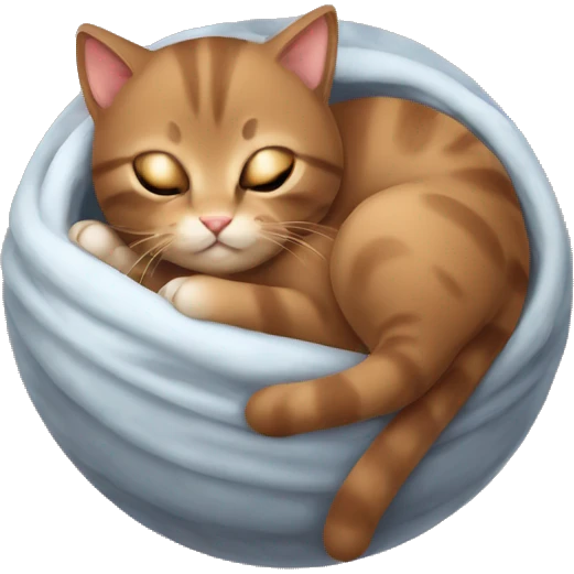Cute brown kitty snuggled up in a ball emoji