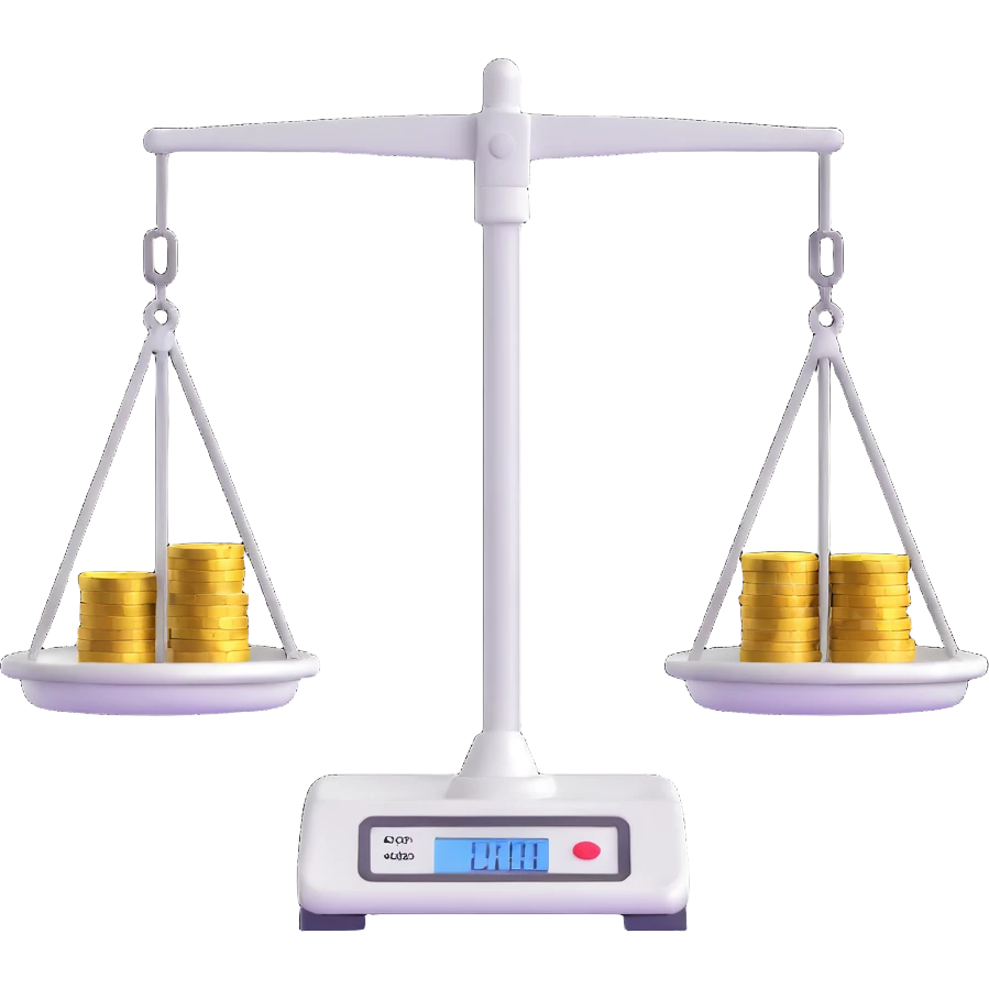 balance scale with Euro symbol € in the trays emoji