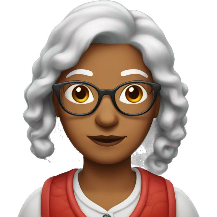 Grandma emoji, wearing cat-eye shaped rim glasses and long red hair emoji