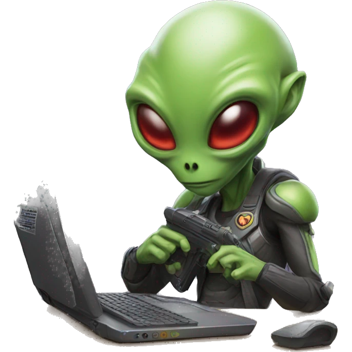 Alien playing overwatch game emoji