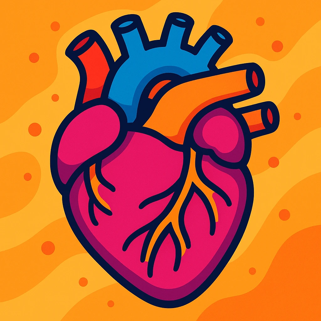 anatomical human heart, cartoon style, vibrant colors, stylized emoji