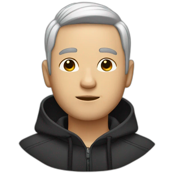 man with white and black hair with no beard and short hair emoji