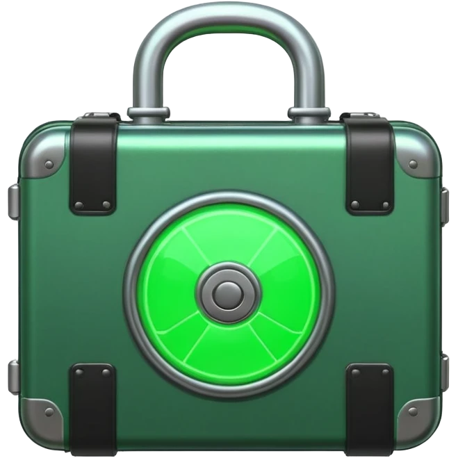 nuclear suitcase with a glowing green lock emoji