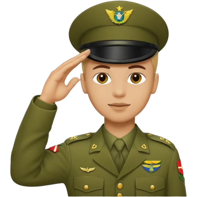 Faça o uniforme do EXÉRCITO BRASILEIRO em um soldado fazendo continência  emoji