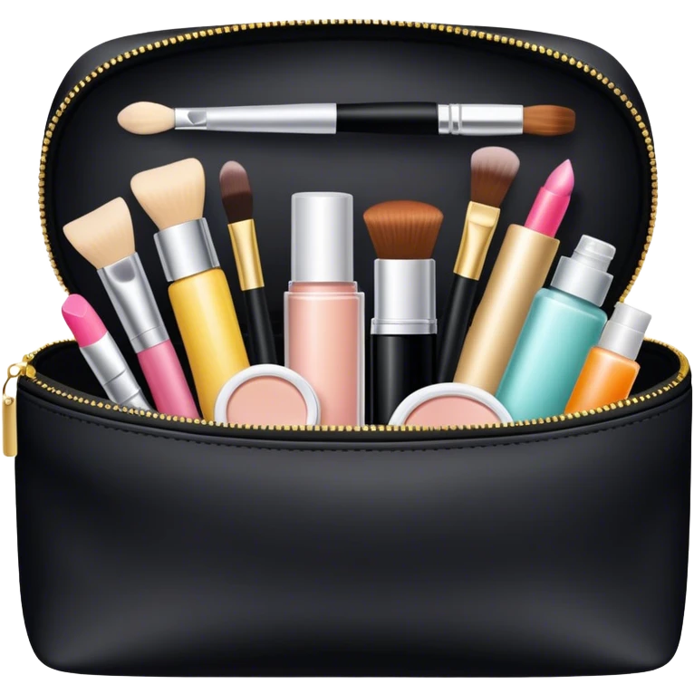 Black Cosmetic Bag with cosmetics emoji