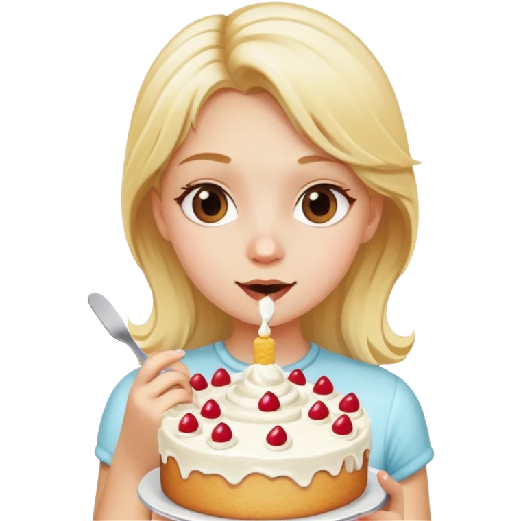 Blondie girl eat a cake  emoji