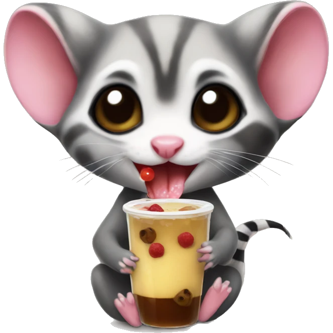Sugar glider drinking boba emoji