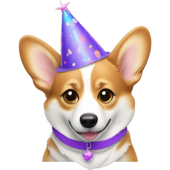 Corgi with party hať emoji
