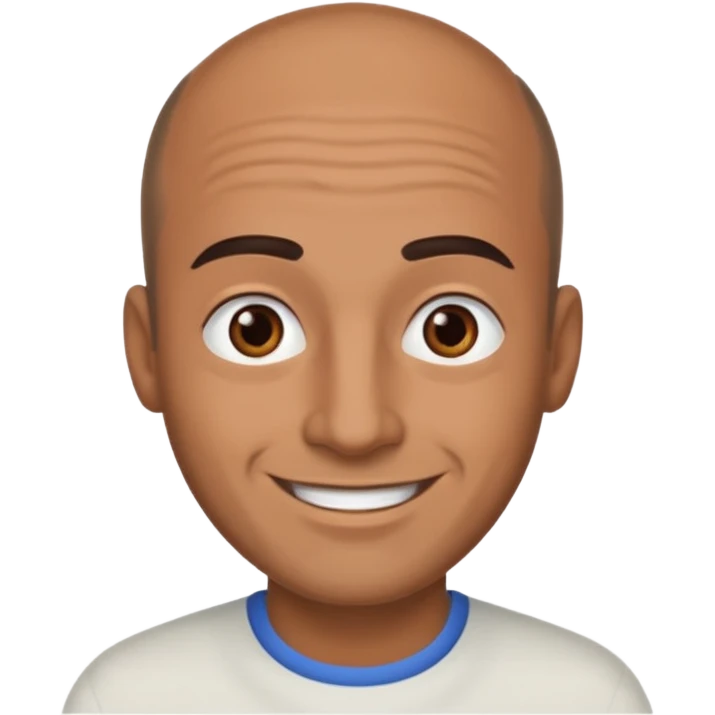 dark tan smiling man with thick eyebrows and balding sparse hair emoji