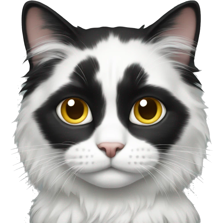 black and white cat long haired emoji