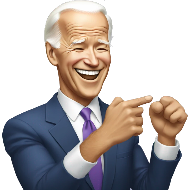 Biden laughing at sleeve emoji