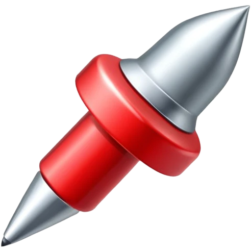Red push pin with shiny metal top and sharp point emoji