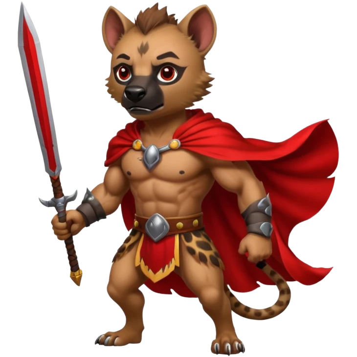 Strong hyena warrior with red cape  emoji