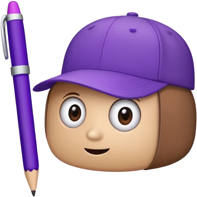 A plastic brown ball cap and the long rectangle purple. (With a pen) And looks like a BFDI style emoji