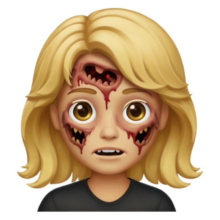 icon memoji, zombie skin ,  Wavy hair,  Golden blonde, eyes brown emoji
