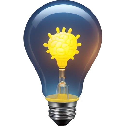 illuminated brain inside the light bulb emoji