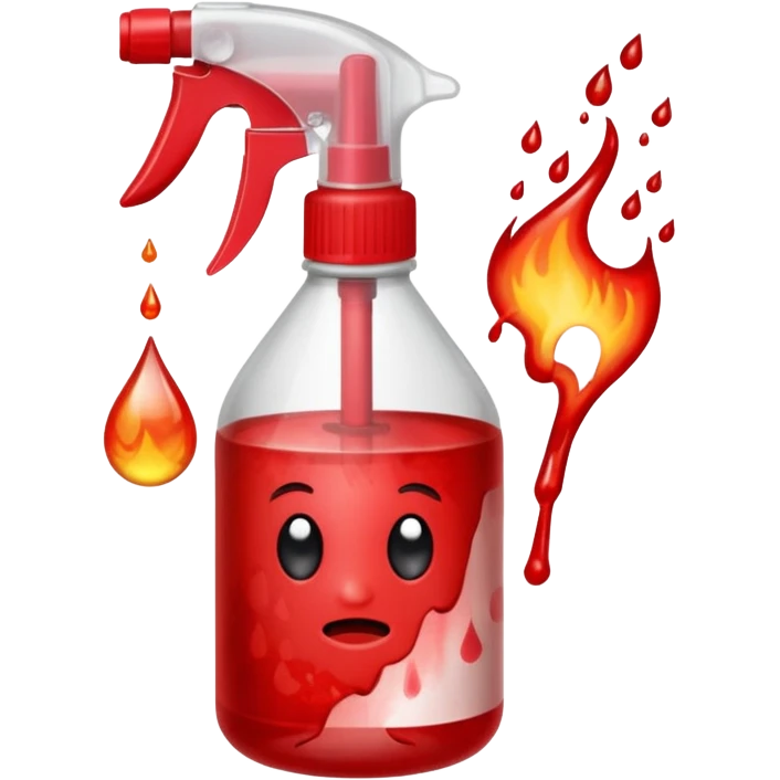 a spray bottle spritzing onto a burn wound. emoji