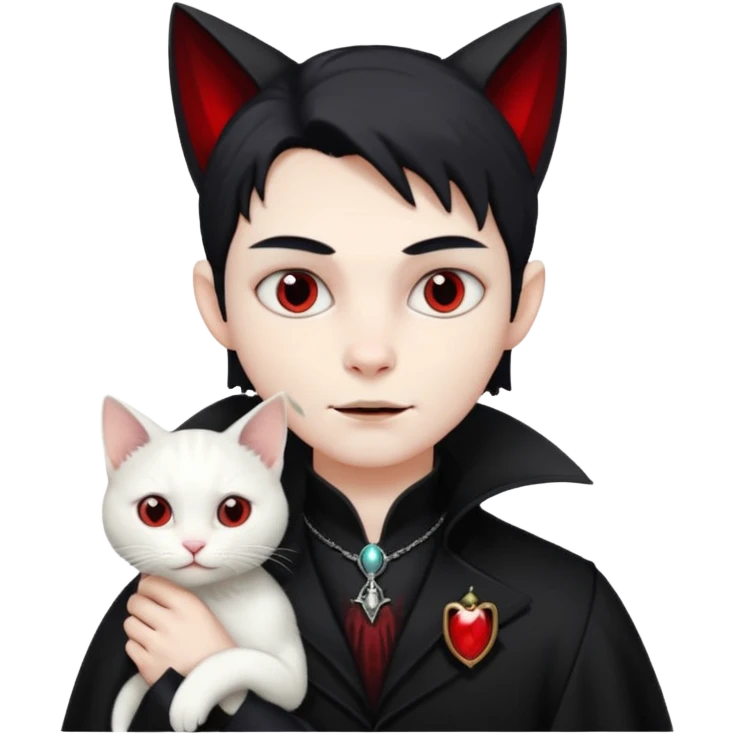 vampire with white cat on shoulder emoji