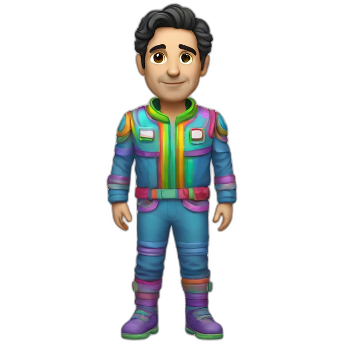 Ben Chaplin rainbow space outfit full body emoji
