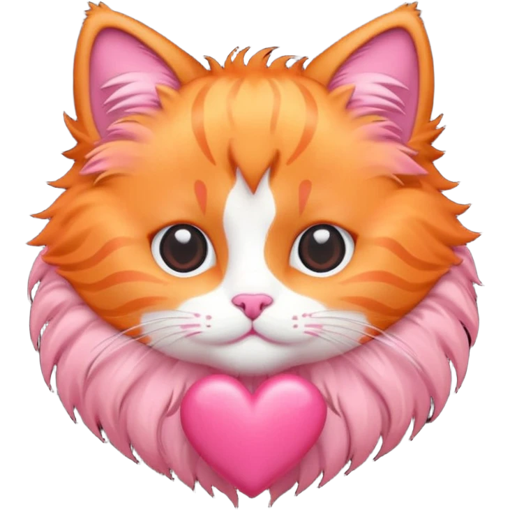 Gato naranja corazón rosa kawaii emoji