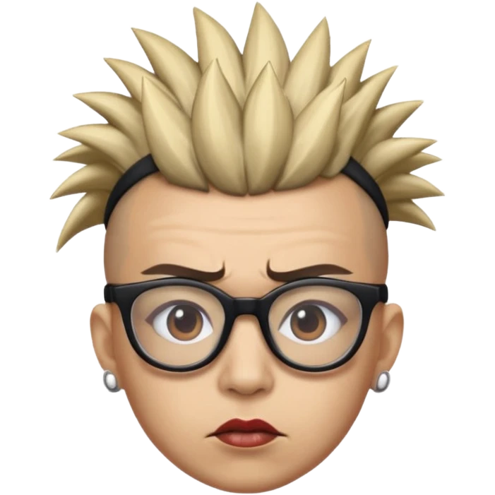extreme mohawk person face headband glassess excessive makeup emoji